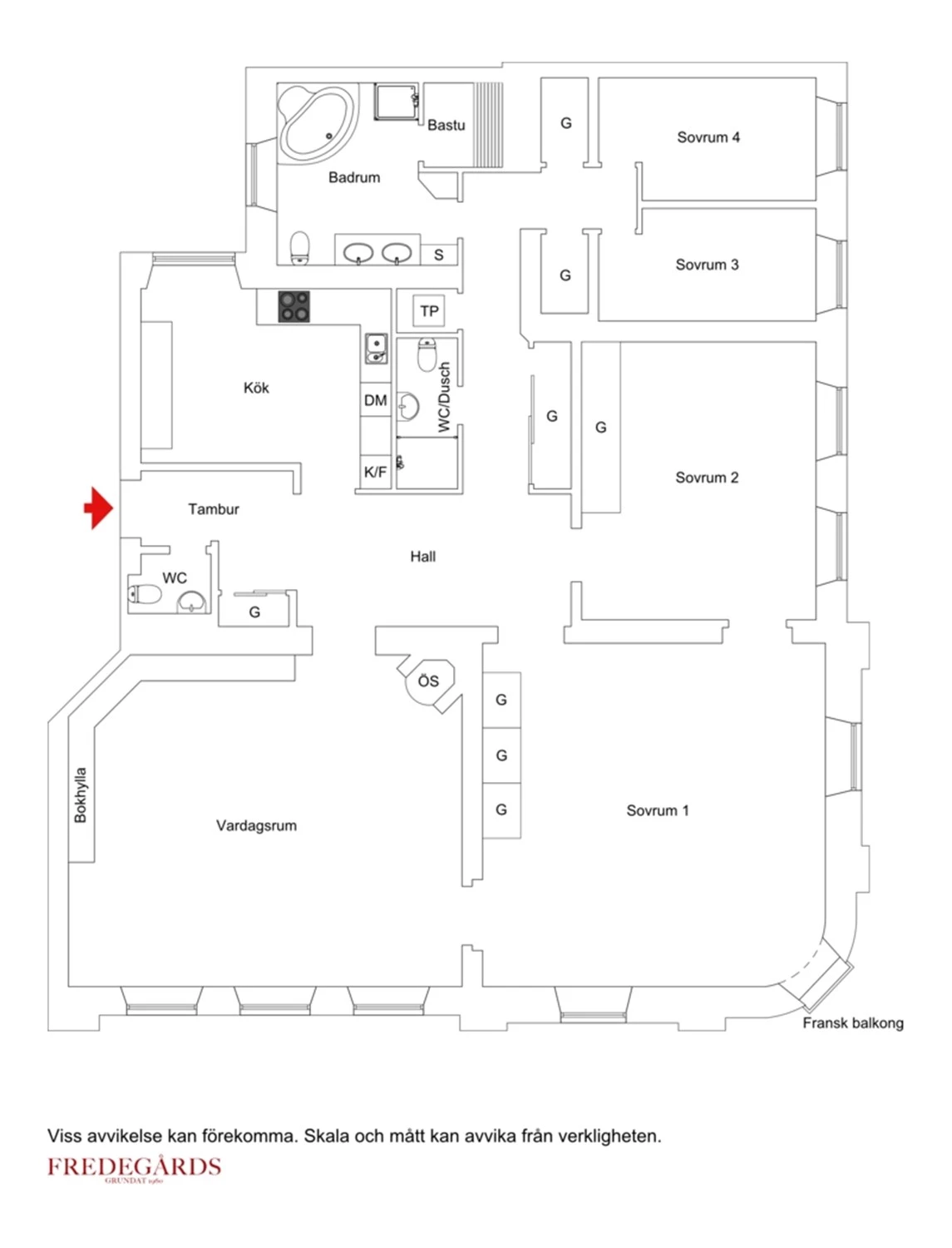 Planlösning för Karlavägen 73