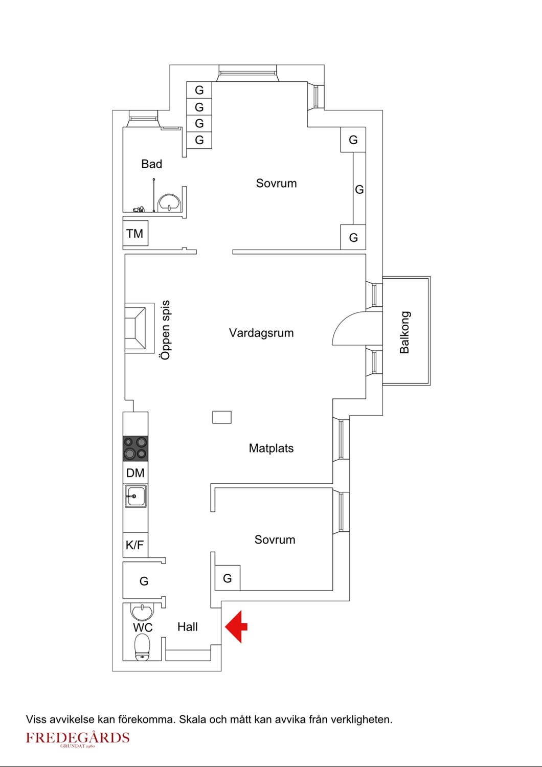 Planlösning för Kungsholms Strand 169, 2 tr