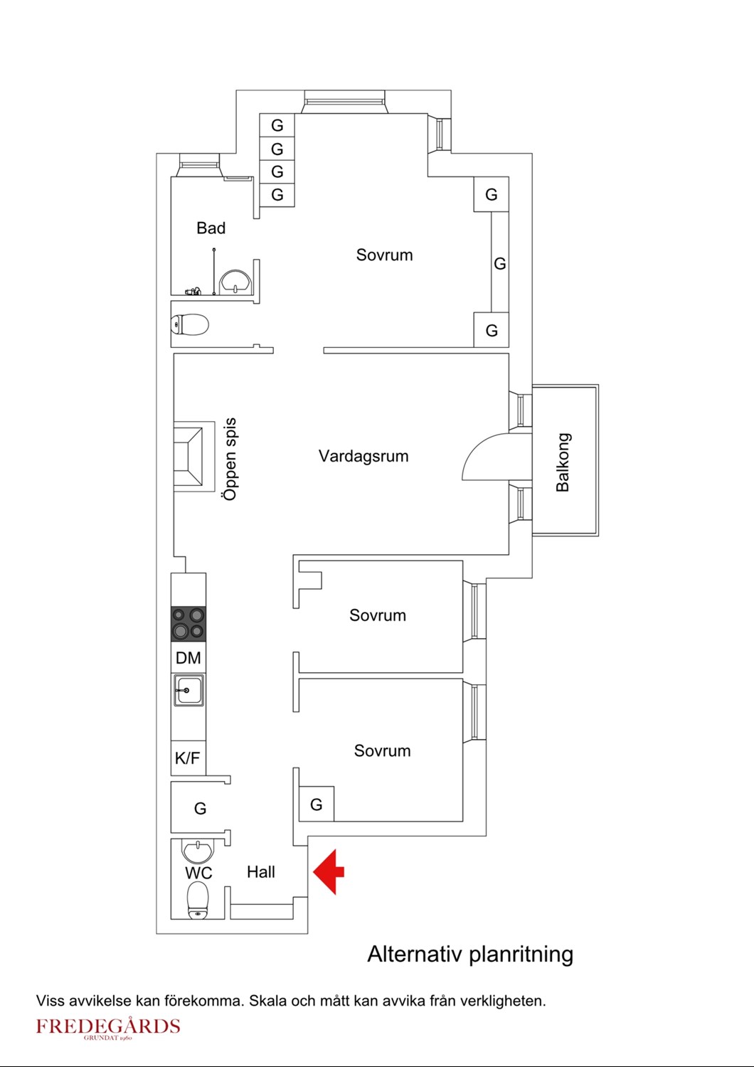 Planlösning för Kungsholms Strand 169, 2 tr
