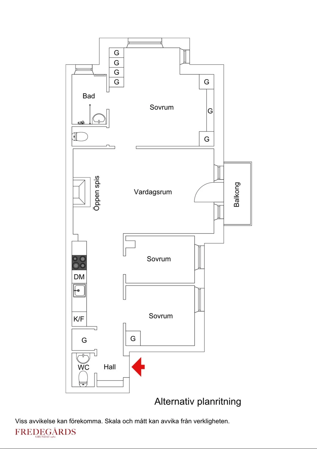 Planlösning för Kungsholms Strand 169, 2 tr