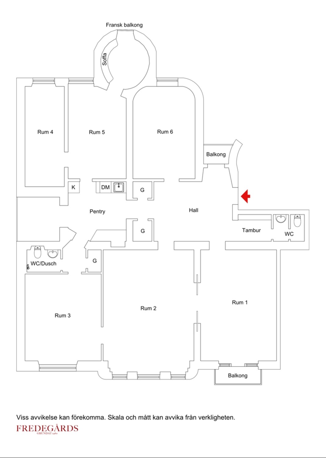 Planlösning för Jungfrugatan 6, 2 tr