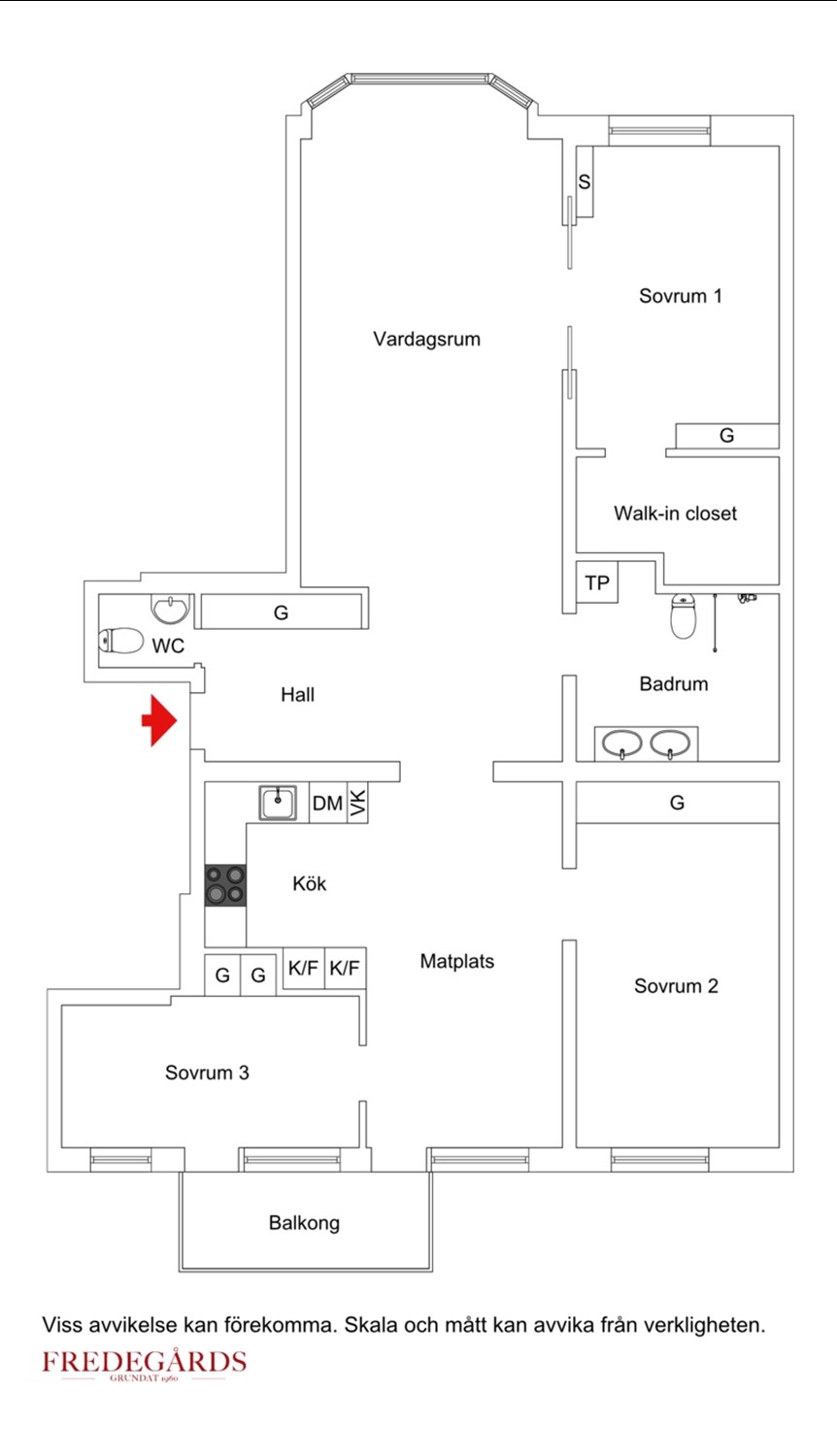 Planlösning för Grevgatan 39, 4 tr