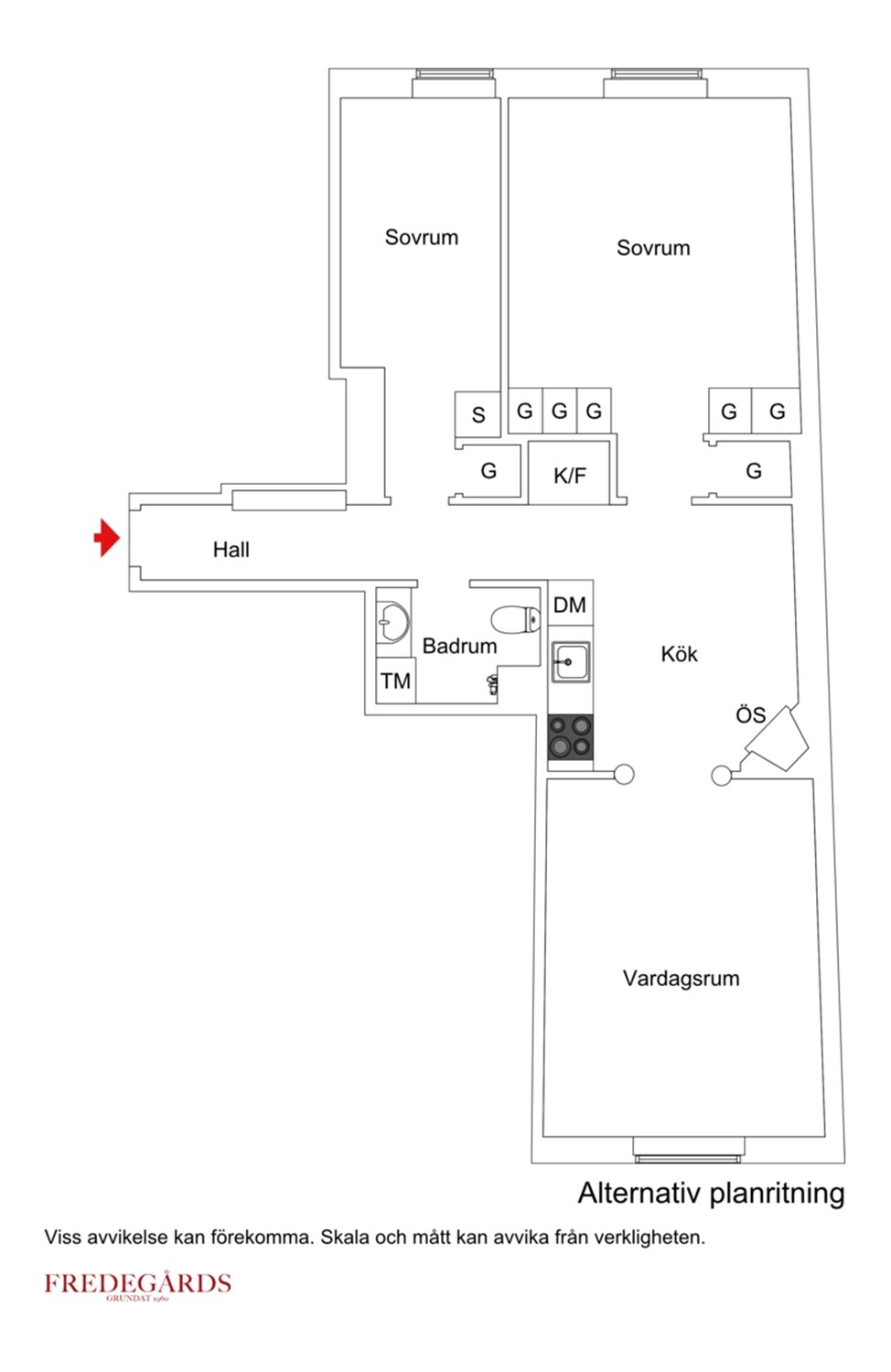 Planlösning för Kungsholms Strand 157, 5 tr