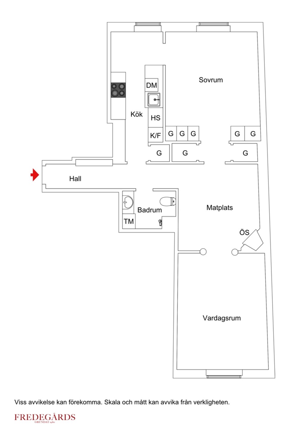 Planlösning för Kungsholms Strand 157, 5 tr