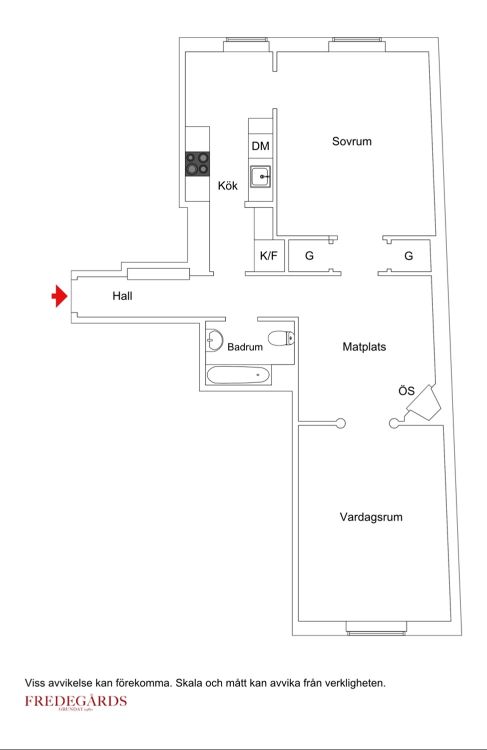 Planlösning för Kungsholms Strand 157, 1 tr