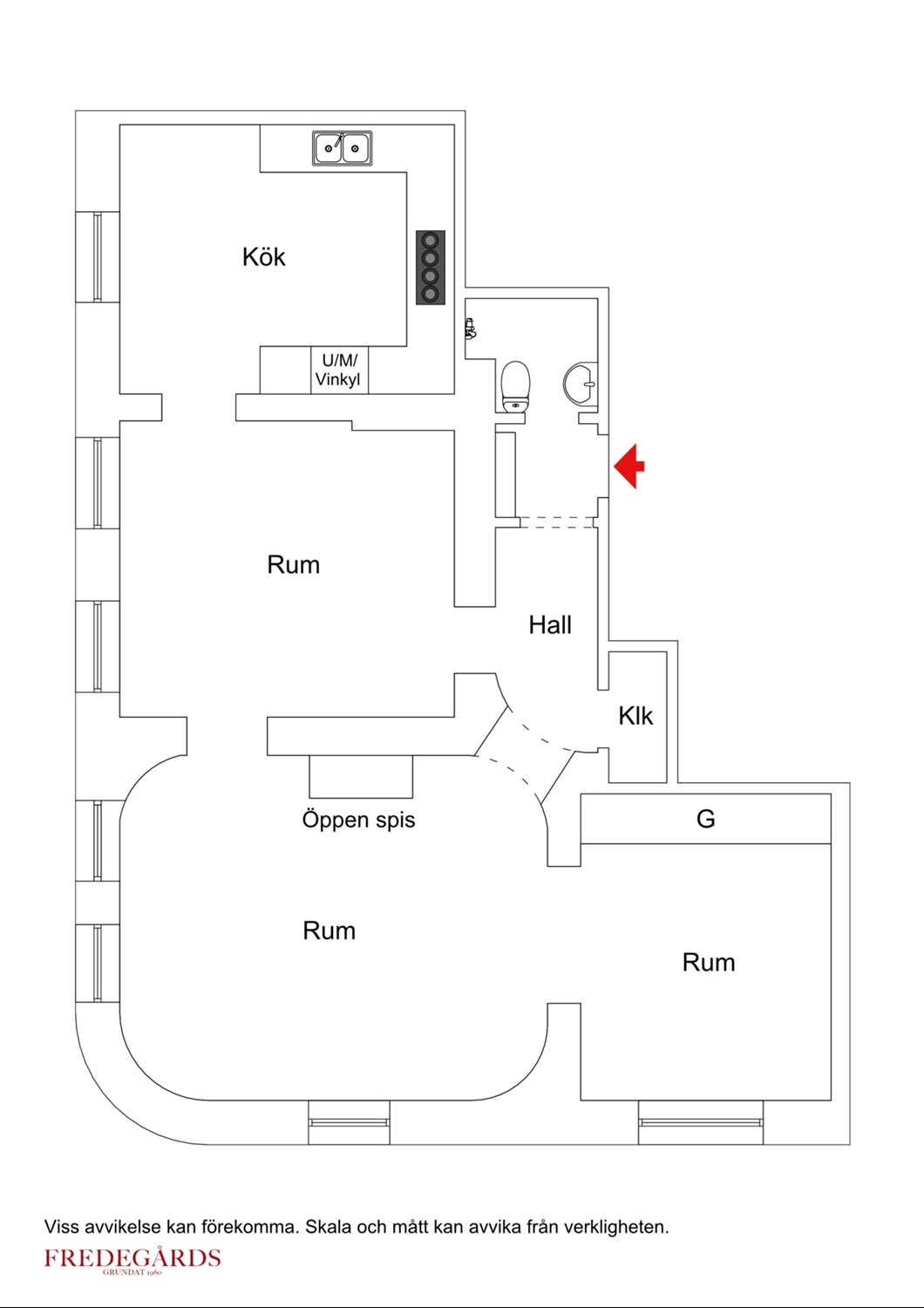 Planlösning för Linnégatan 38