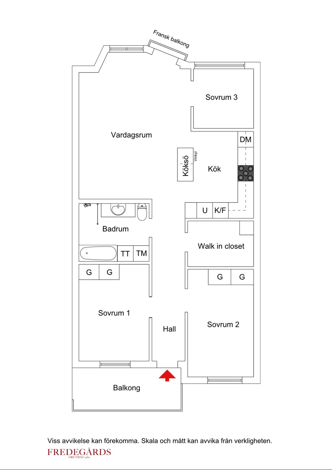 Planlösning för Riddargatan 3 B