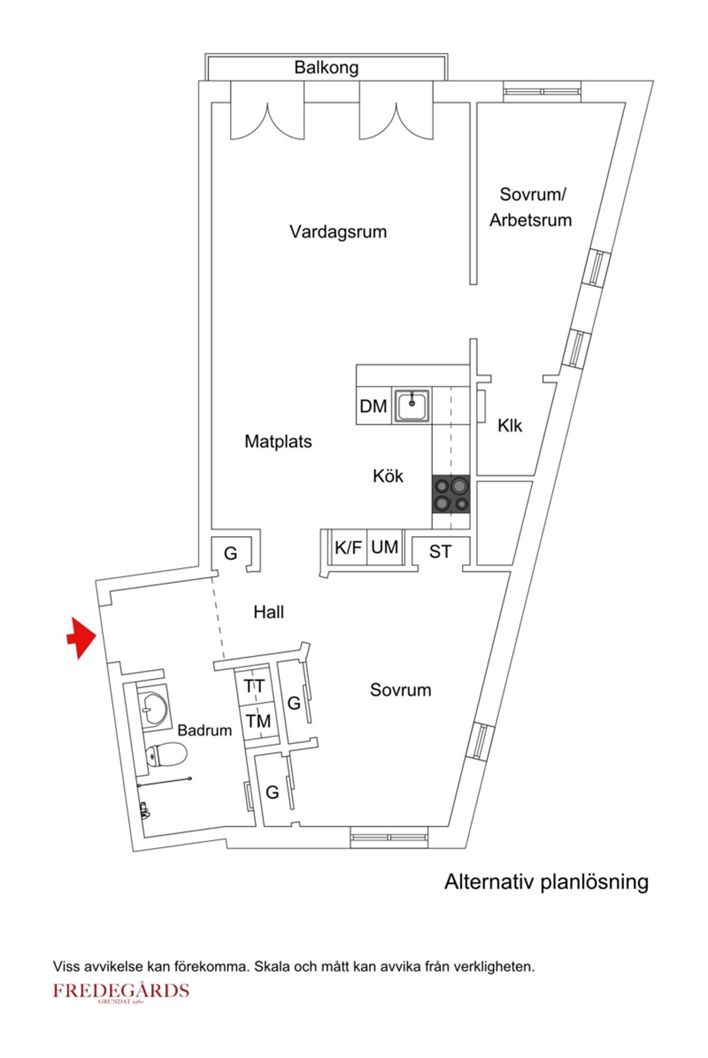 Planlösning för Melodislingan 42, 2 tr