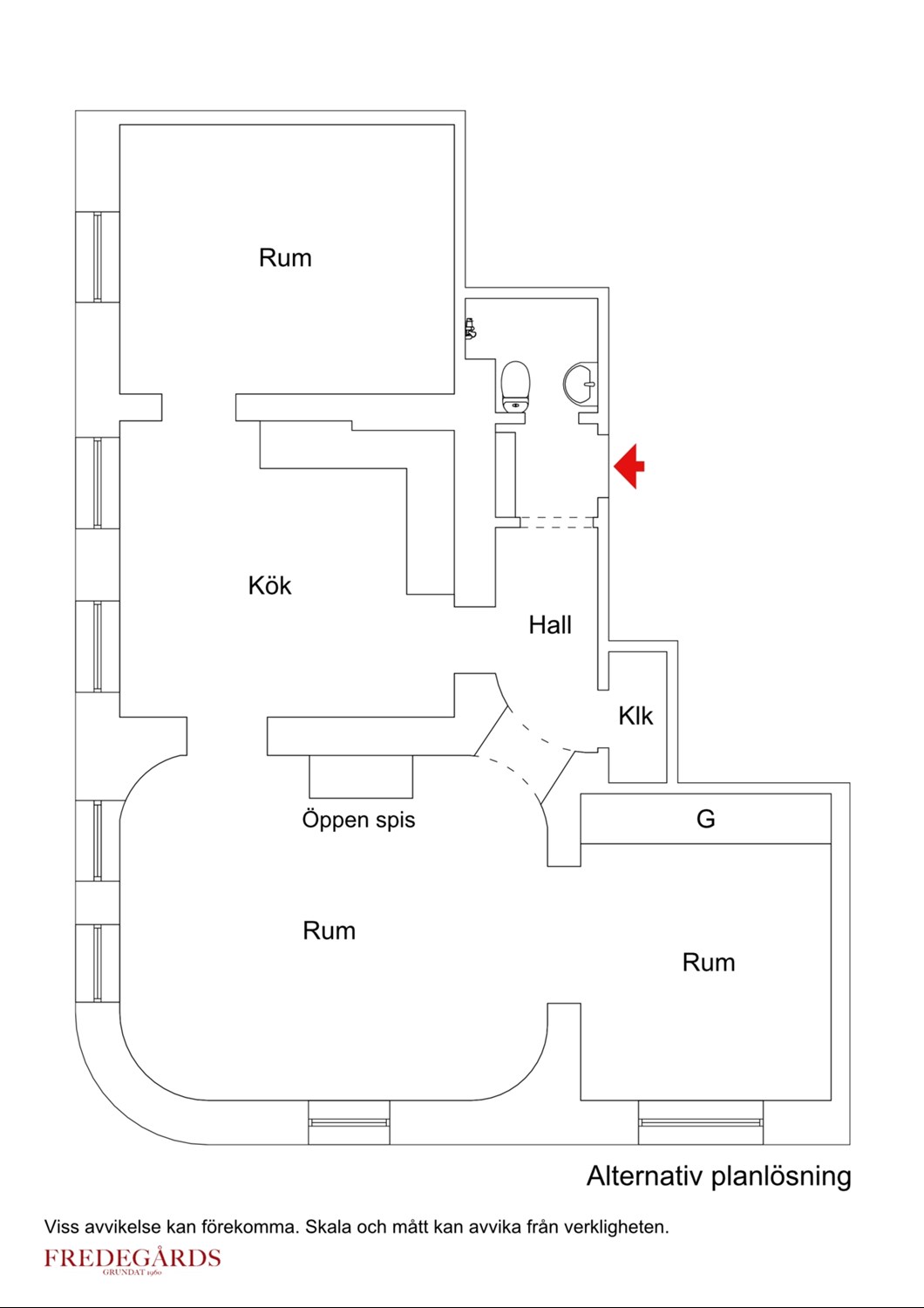 Planlösning för Linnégatan 38